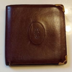 CARTIER Paris leather wallet.brown and gold.Vintage.amazing condition